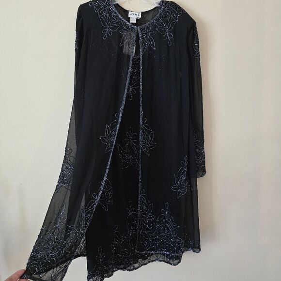 JMD New York Vintage Womens Embellished Formal Black Dress 2 Piece Size 3X Glam - Picture 3 of 16